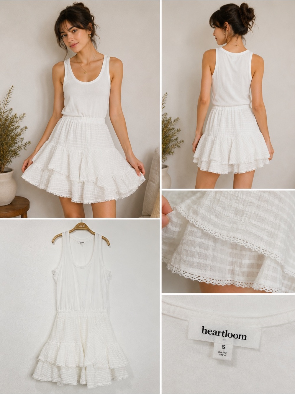 Heartloom White Tiered Ruffle Tank Dress